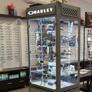 Brands. Oakley eyewear display.