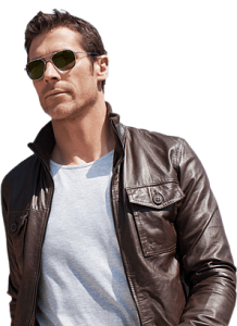 Man wearing aviator sunglasses.